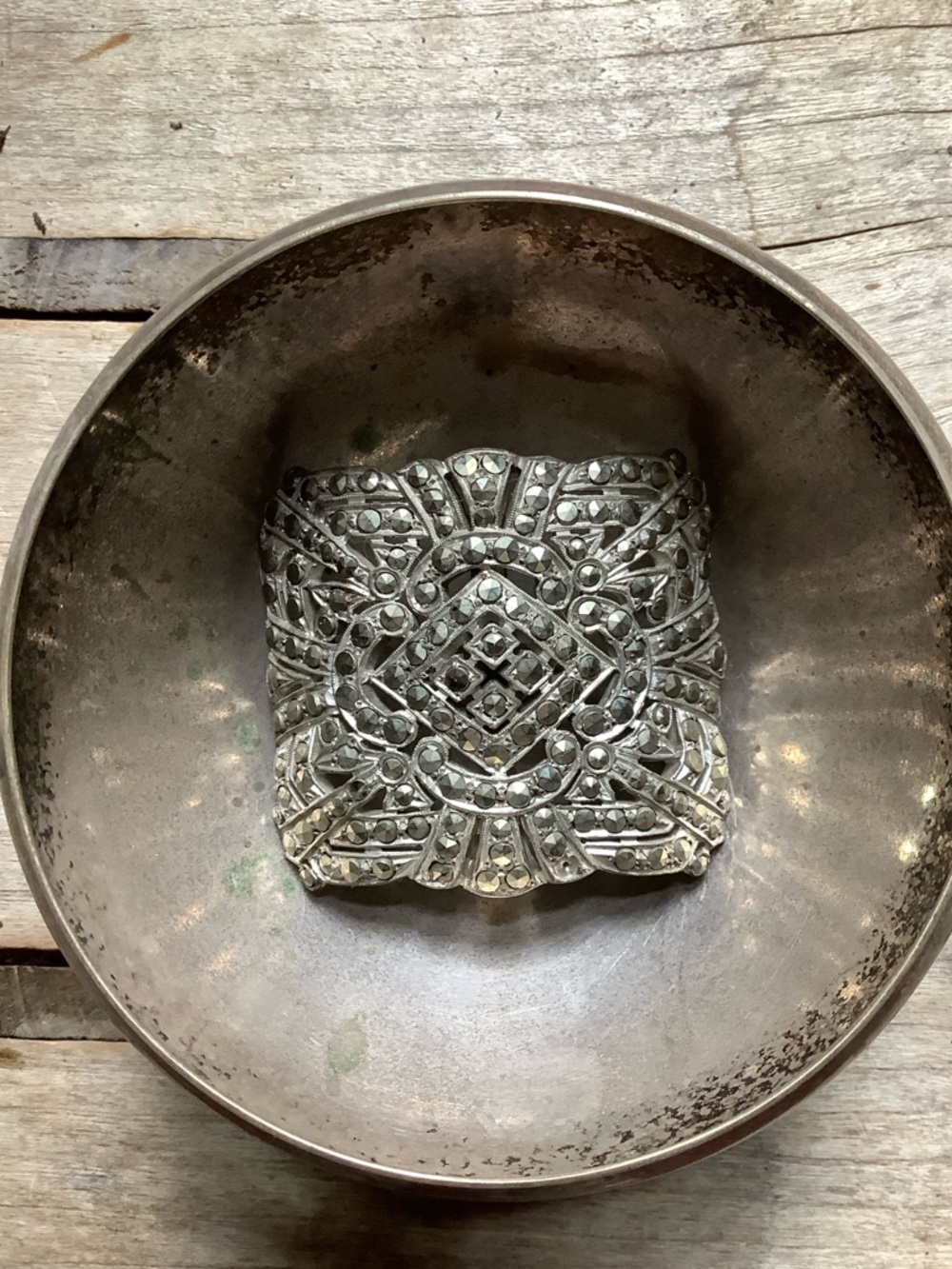 Antique Art Deco Steel Cut Rhinestone Shoe Clip